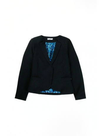 veste blazer tailleur noire détails bleus
